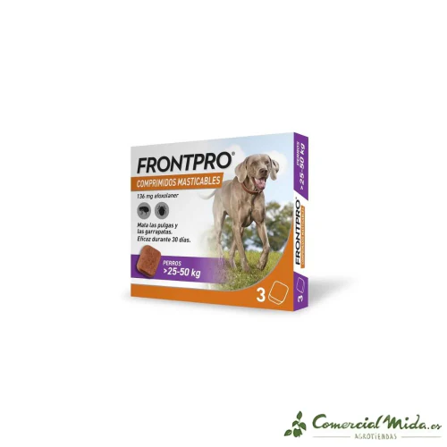 FRONTPRO 136 MG Comprimidos Masticables Antiparasitarios para Perros 25-50 KG - Imagen 2