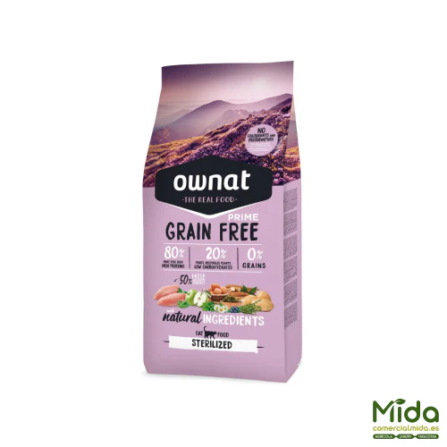 Pienso OWNAT Grain Free Prime Sterilized Pollo & Pavo para Gatos Esterilizados - Imagen 2