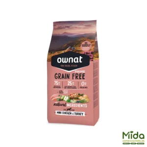 Pienso OWNAT Grain Free Prime Mini Pollo & Pavo para Perros Pequeños