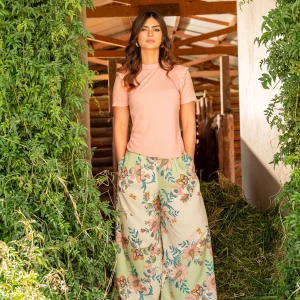 Pantalón palazzo con elástico en cintura