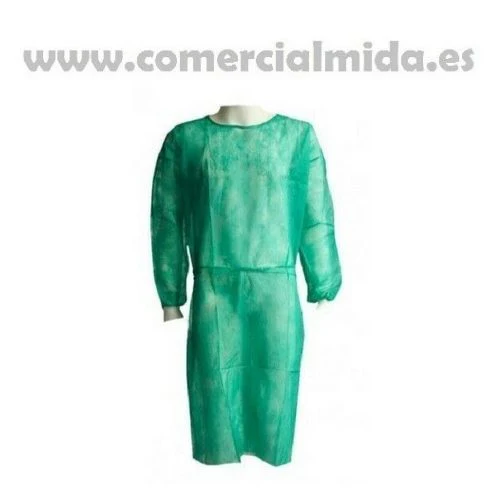 Bata Hospitalaria Desechable Verde con Puño de Algodón MAX GLOVES