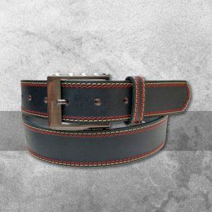 Cinturón de Piel – Azul y Costuras de 2 Colores