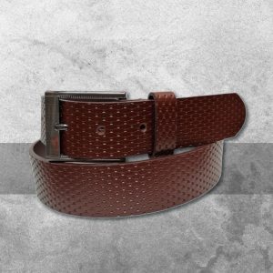 Cinturón de Piel con Rombos – Café