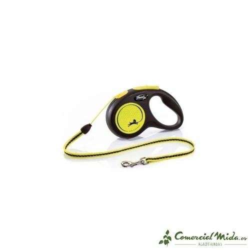 Correa FLEXI New Neon Cordón Reflectante Amarillo para Perros - Imagen 3
