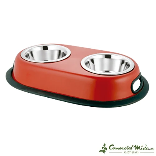 Gaun Comedero Doble Rojo Perros y Gatos - Imagen 2