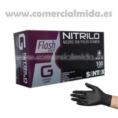 Guantes de Nitrilo Negro Sin Polvo GD23 de SANTEX - Imagen 5