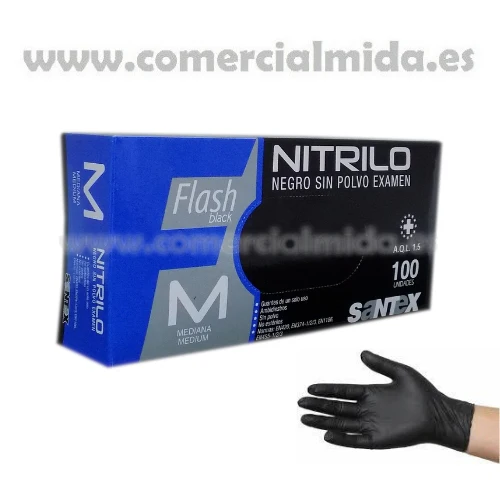 Guantes de Nitrilo Negro Sin Polvo GD23 de SANTEX - Imagen 4