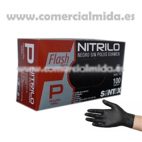 Guantes de Nitrilo Negro Sin Polvo GD23 de SANTEX - Imagen 3