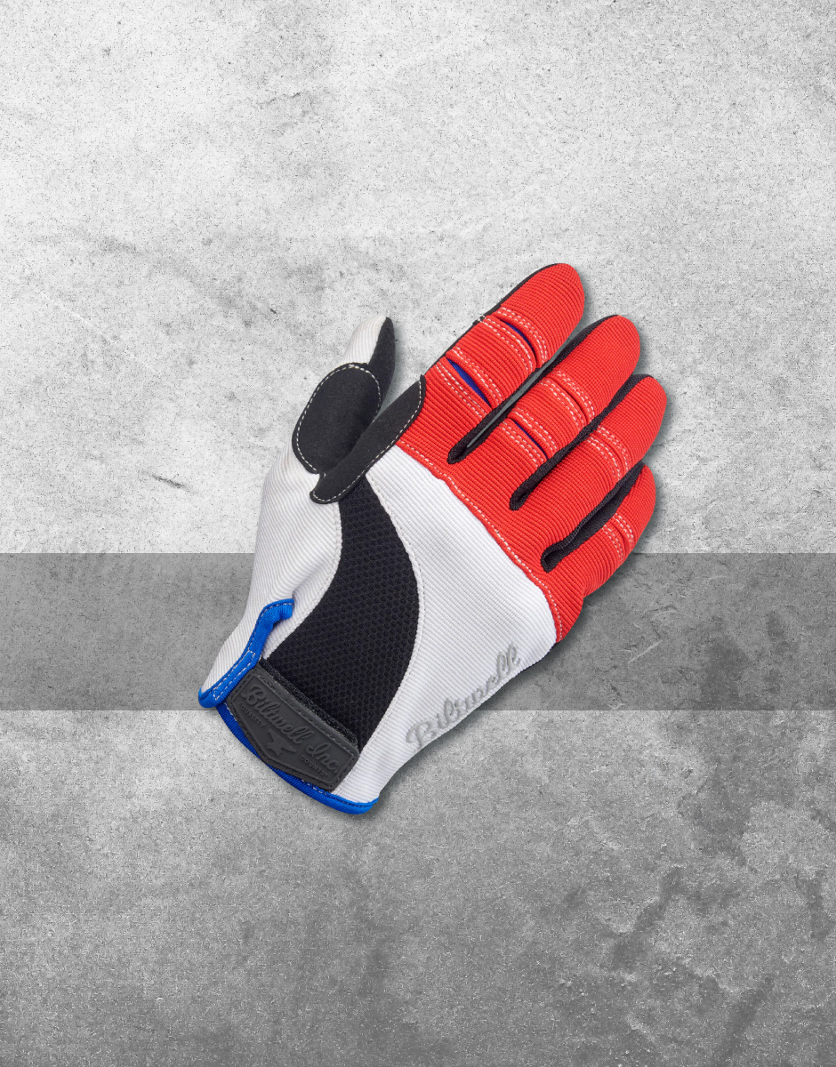 Guantes Moto – Blanco/Rojo/Azul