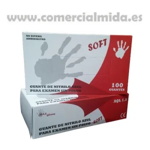 100 Guantes Desechables de Nitrilo Sin Polvo MAX GLOVES SOFT 3,6 gr Azul Púrpura