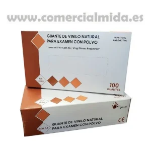 100 Guantes Desechables Vinilo Natural Pre Empolvado MAX GLOVES Ref: 60102