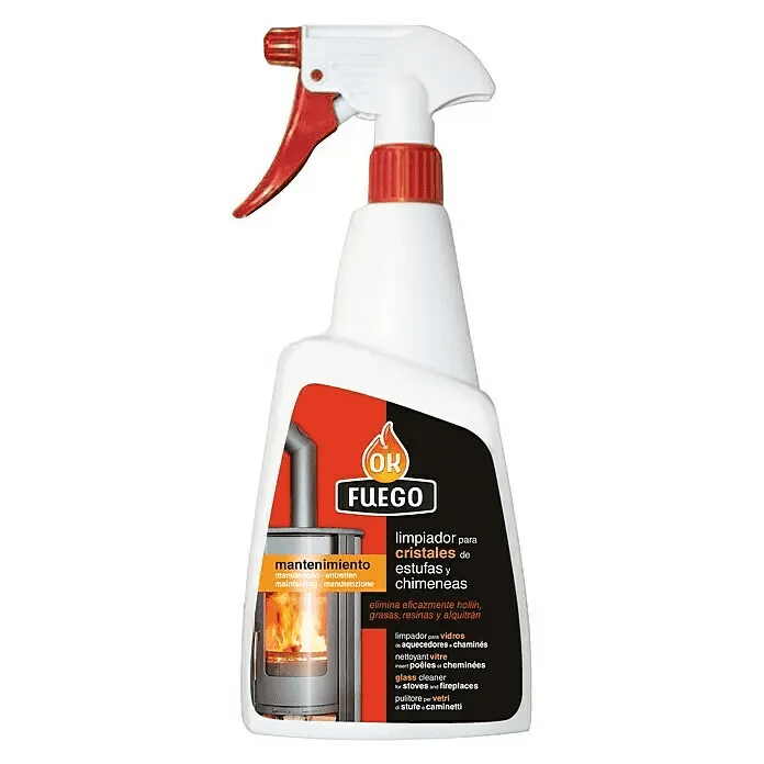 Limpiador OK FUEGO 500 ml para cristales de estufas