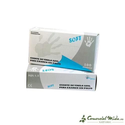 100 Guantes Desechables de Vinilo Natural Sin Polvo Azul 4,5 gr MAX GLOVES - Imagen 3